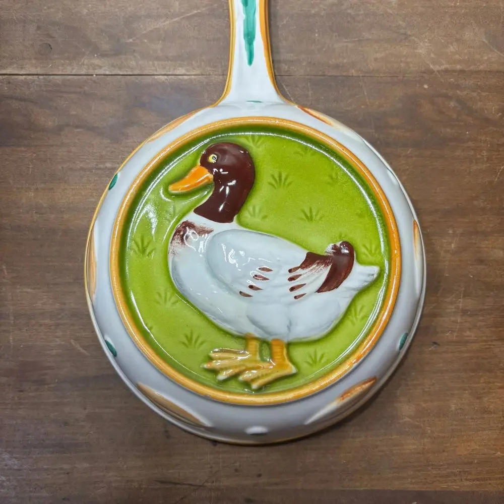 Vintage Ceramic Duck Skillet Wall Decor